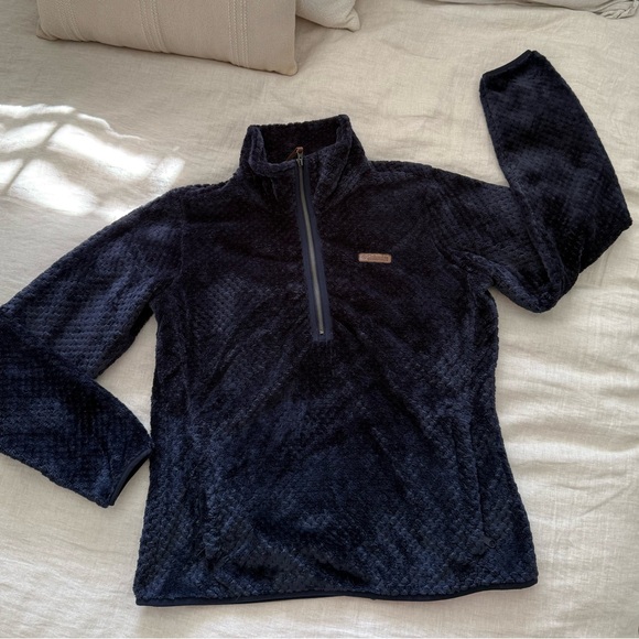 Columbia Woman’s Fire Side Half Zip Sherpa Fleece Pullover in Navy Blue - Picture 5 of 11